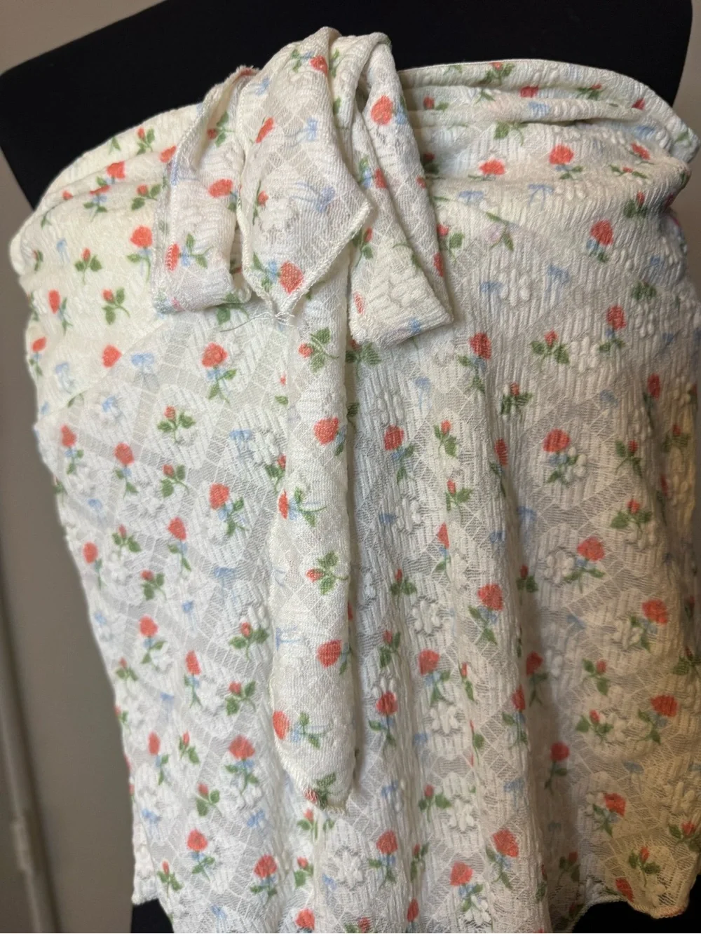 BAILEY ROSE White Floral Strapless Tie-Front Women's Top